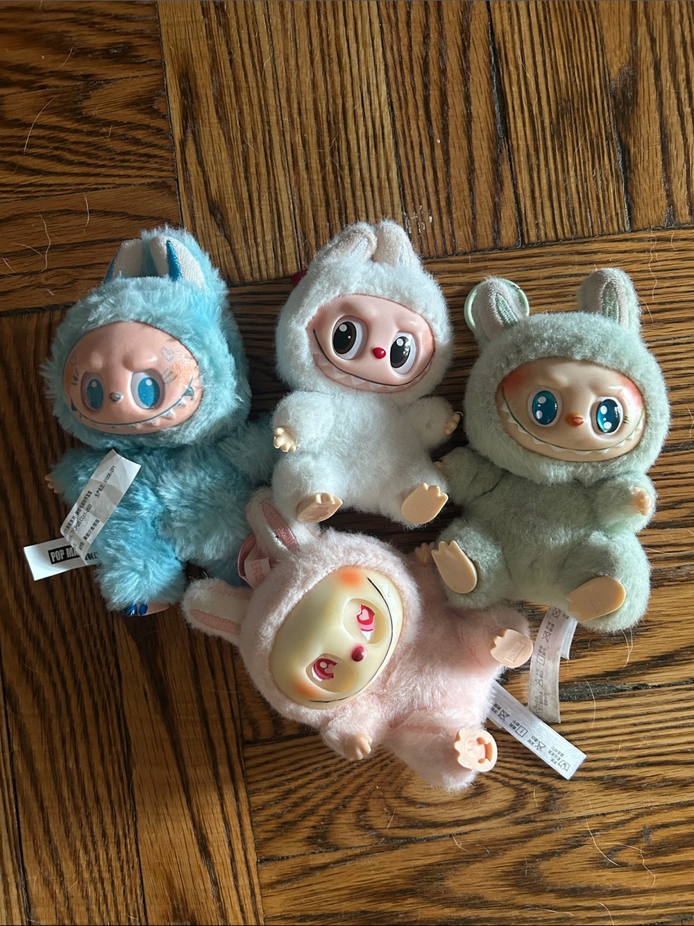 Plush Small Pets Soft Bunny & Bear Collectible Dolls - Pink, Blue, White, Green